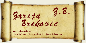 Zarija Breković vizit kartica